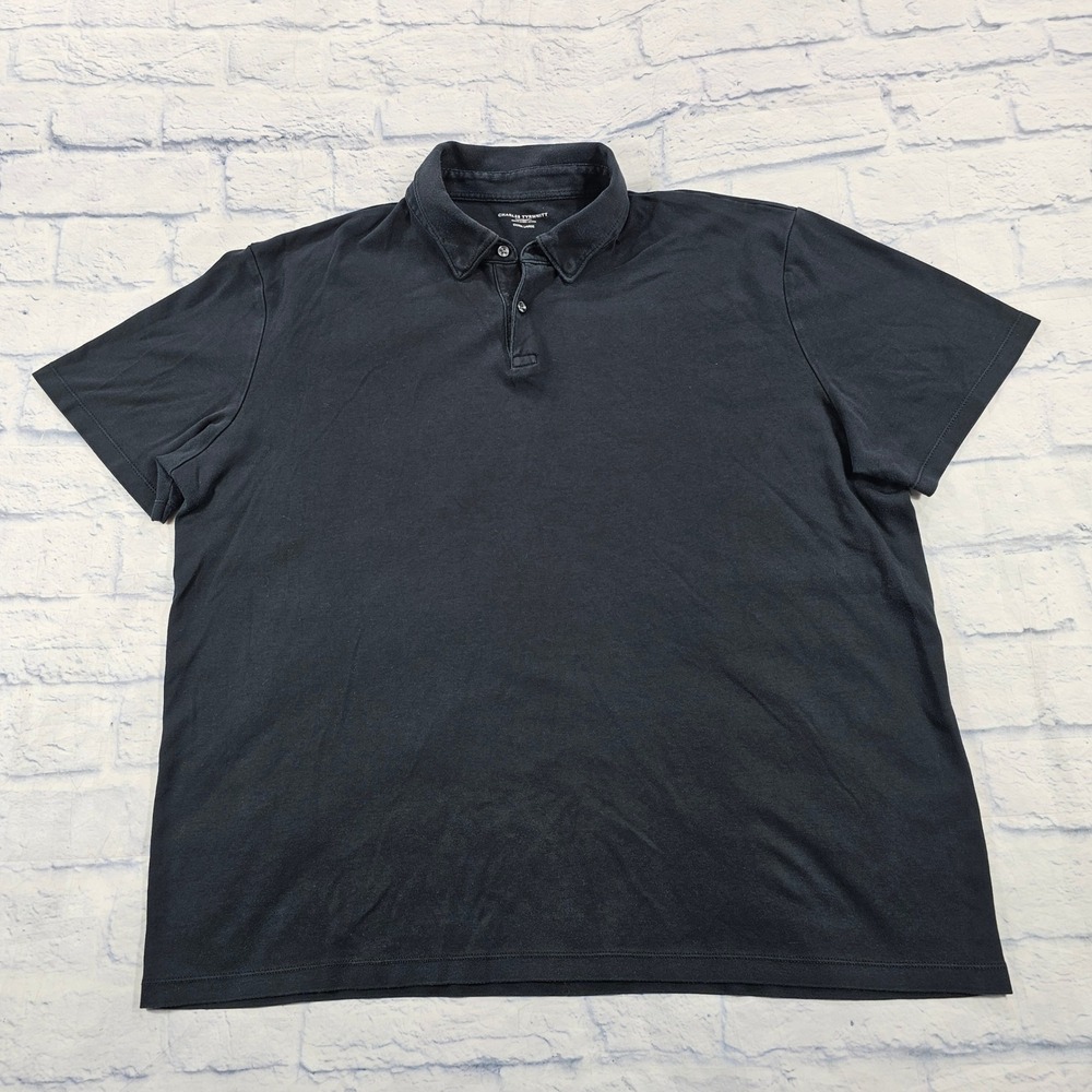 Charles Tyrwhitt Polo Shirt MENS XL Black Short Sleeve Cotton Casual London